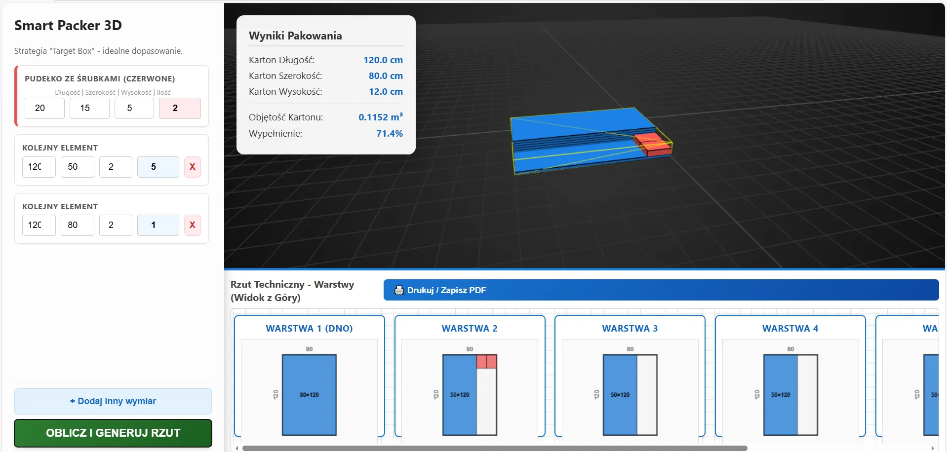 Smart Packer 3D - Interfejs